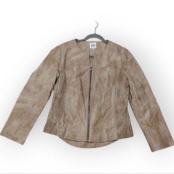 Luii Beige Faux Leather Jacket Size Large - Picture 3 of 10